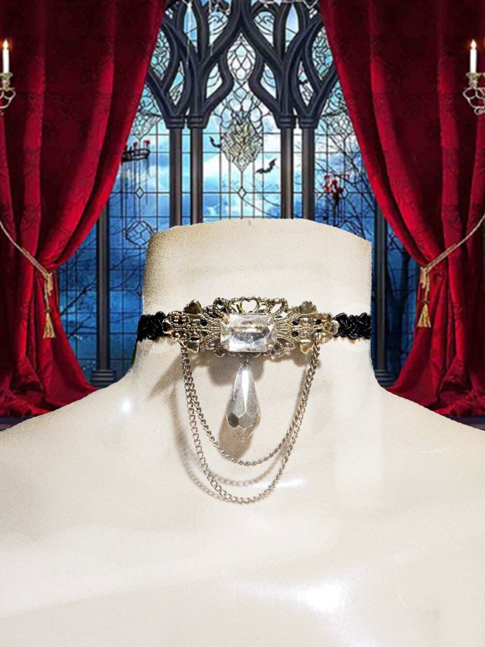 .˚⊹🎃₊˚𖦹Handmade Halloween Gothic Victorian Vampire Cosplay Choker Necklace 🎃